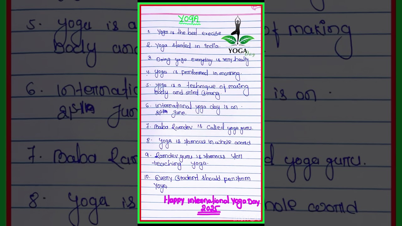 10 lines on essay for international yoga day for kids / yoga day essay in English for kids 2025