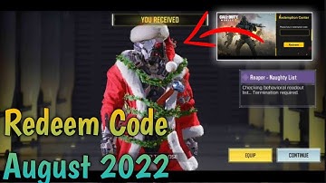 Codm Redeem Code august 2022 | Today Redeem Code Codm | New Redeem Code Codm 2022 | Redeem Code Codm