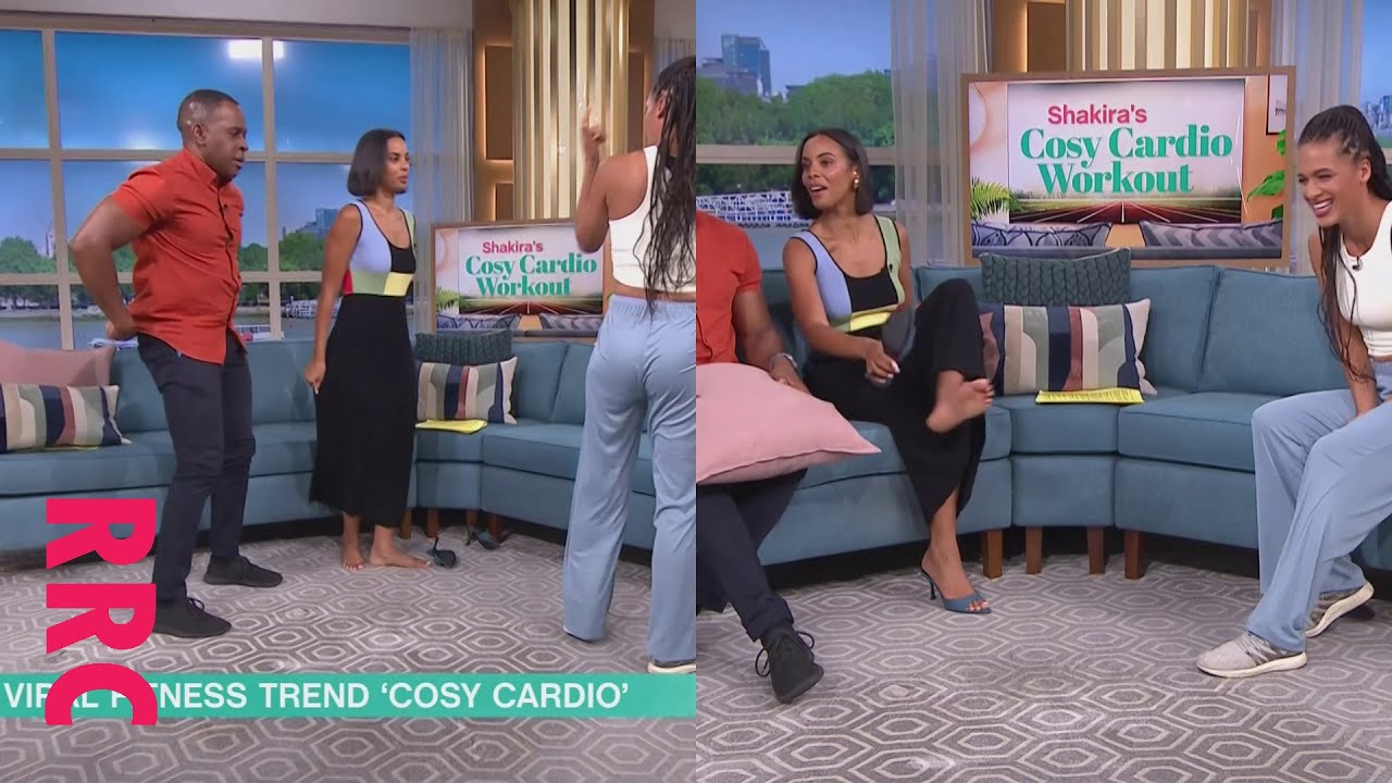 Rochelle Humes @shoes off for sofa exercise, soles