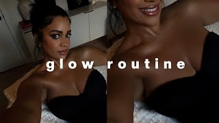 My CHEST &amp; body GLOW routine! airbrushed, shiny, and gorgeous look