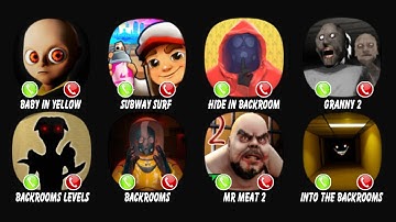 The Baby In Yellow, Subway Surf, Hide in The Backroom, Granny Chapter Two, Backrooms Levels...