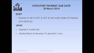 "STATUTORY PAYMENT DUE DATES FOR THE MONTH OF MARCH