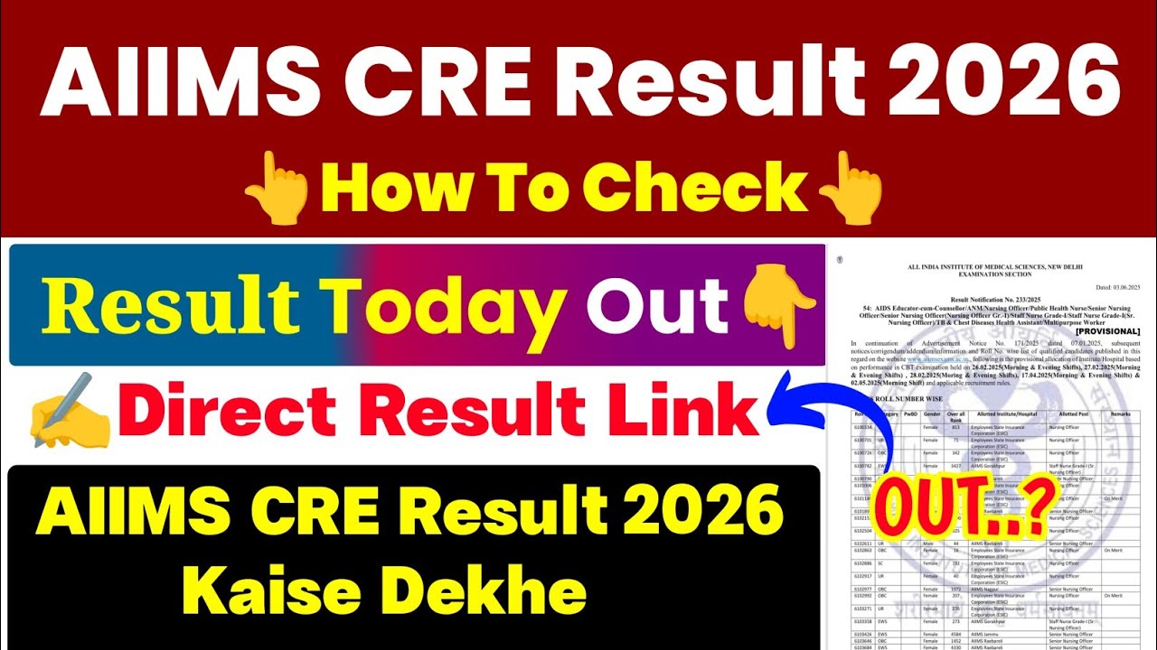 AIIMS CRE Result 2026 ⭕ How To Check AIIMS CRE Result 2026 || AIIMS CRE Result 2026 Kaise Check Kare