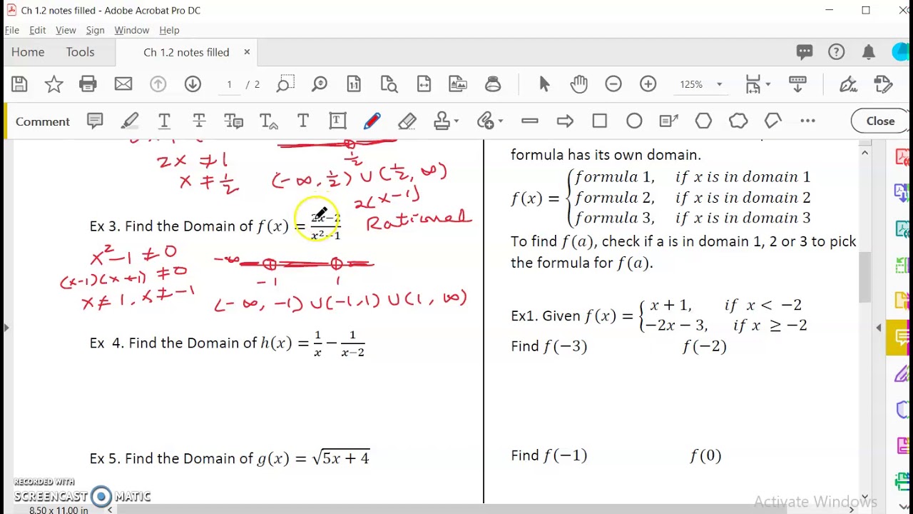 OpenStax Precalculus Ch 1.2 Domain of function - YouTube
