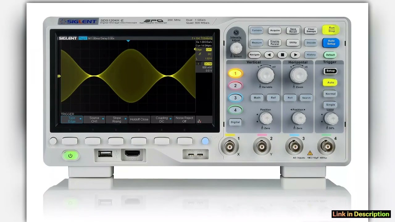SIGLENT SDS1204XE 200MHz Super Phosphor Oscilloscope SDS1104XE 100MHz Oscilloscope 4Ch 1GSs USB 7