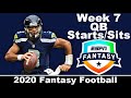 2020 Fantasy Football - Week 7 QB Starts/Sits