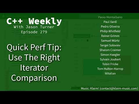 C++ Weekly - Ep 279 - Quick Perf Tip: Use The Right Iterator Comparison