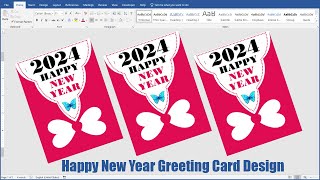 DIY Happy New Year Greeting Card Design in Ms Word Hindi Tutorial || Happy New Year 2024 screenshot 2