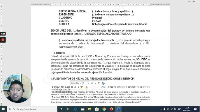 MODELO DE SOLICITUD JUDICIAL DE EJECUCIÓN ANTICIPADA DE SENTENCIA LABORAL -  YouTube