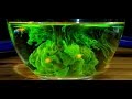Glowing water in slow motion
