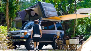 Toyota Landcruiser 70 Car Camping Setup - ARB Esperance RTT and ARB touring side awning