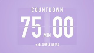 75 Min Countdown Flip Clock Timer / Simple Beeps 🫐 🔔