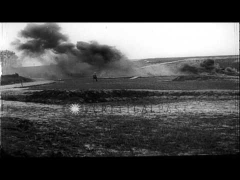 German troops igniting smoke bombs or gas in Europe during World War I. HD Stock Footage