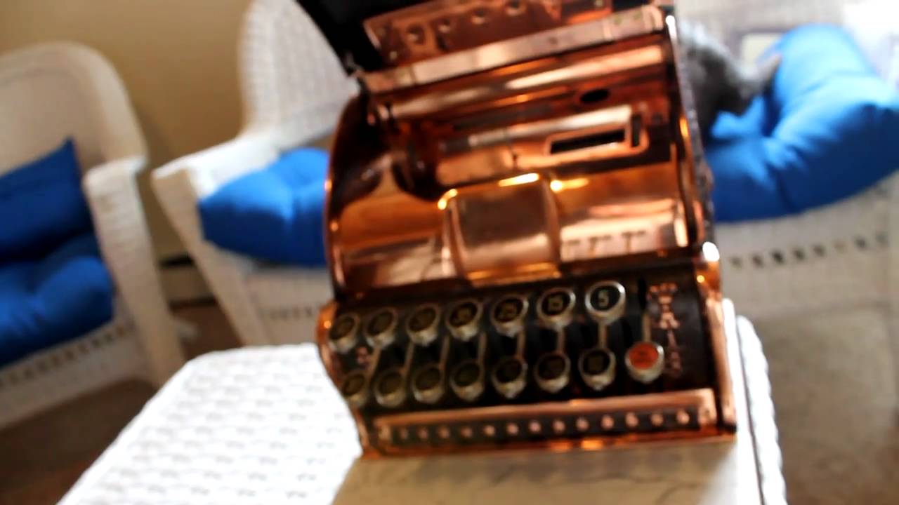 National Cash Register Model 313 with top sign with Copper Oxidized