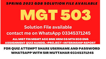 MGT 503 GDB Spring 2023