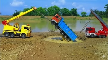 JCB Dumper Bharat Benz & Ashok Leyland Jump in River | Jcb Heavy Rescue | Cartoon As Toys | AS TOY