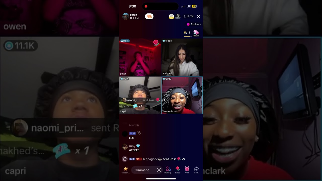 Капри, Оуэн, Шак и ЛейЛей в прямом эфире TikTok