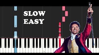 Video thumbnail of "The Greatest Showman - Rewrite The Stars (SLOW EASY PIANO TUTORIAL)"