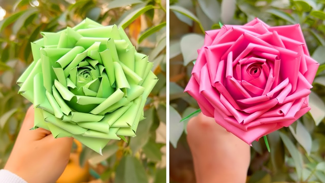 Красные бумажные розы своими руками 🌹 | Как сделать 2 красивых бумажных цветка