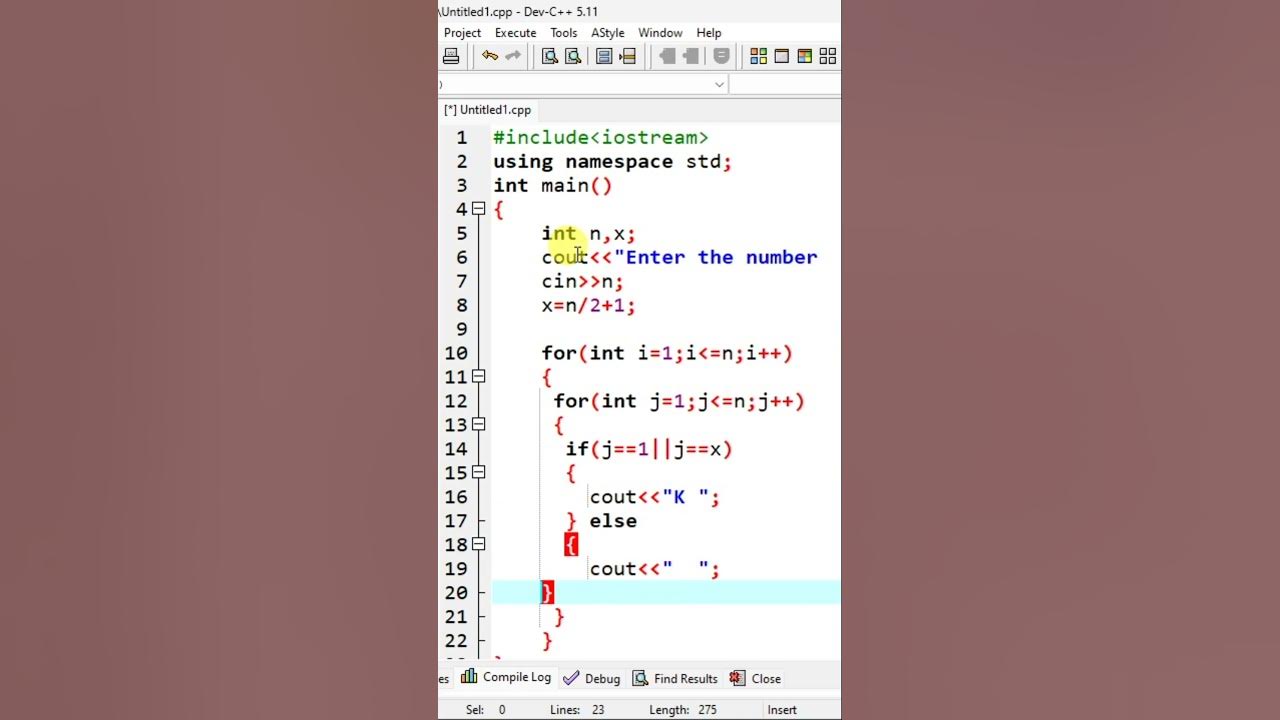 Print K alphabet pattern - C++ Program Tutorial 11. C++ pattern code ...