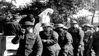 American soldiers move through a chow line in France during World War I. HD Stock Footage