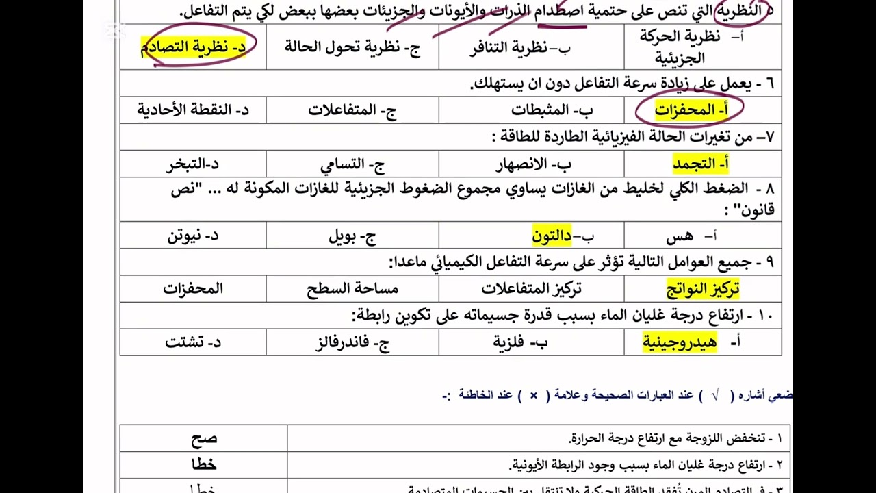 اختبار نهائي كيمياء ٢ثانوي مسارات ف٢