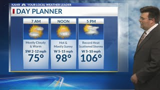 Another record-breaking day of heat with continuing rain chances