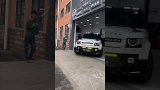 The white SUV has been transformed! Silver wheels + black bumpers, #defender #landrover #shorts