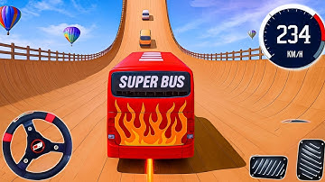 Super Crazy 😧 Mega Ram Bus Stunt Driving Simulator Games 3D - Android Gameplay