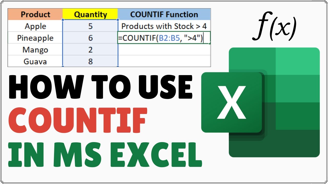 How to Use the COUNTIF Function in Excel - YouTube