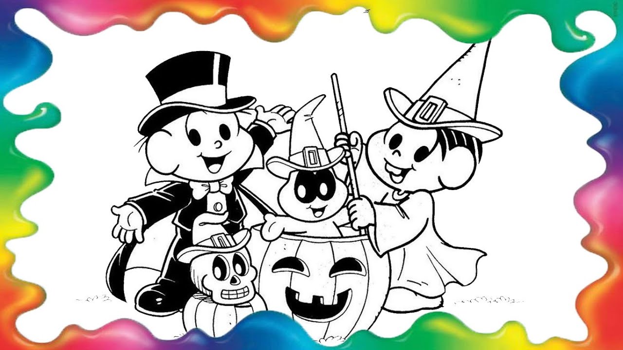 ESPECIAL TURMA DA MÔNICA de Halloween, Pintar Desenho de Halloween da  Turma da Mônica