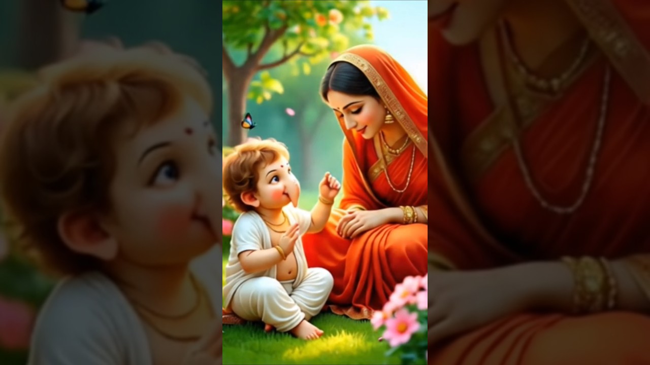 "Cute Ganesh Ji और Mata Rani का प्यारा मिलन | Navratri Special Video"