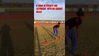 2 hand alternate jab technique with DB Samuel Kilasi! #football #D1