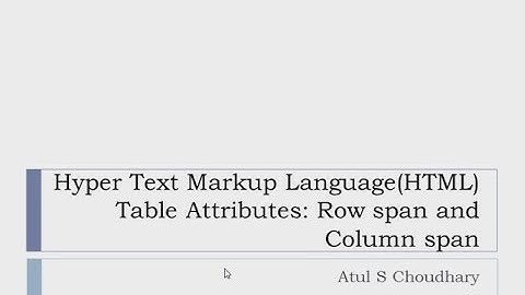 19. HTML Row Span and Col Span