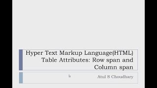 19. HTML Row Span and Col Span