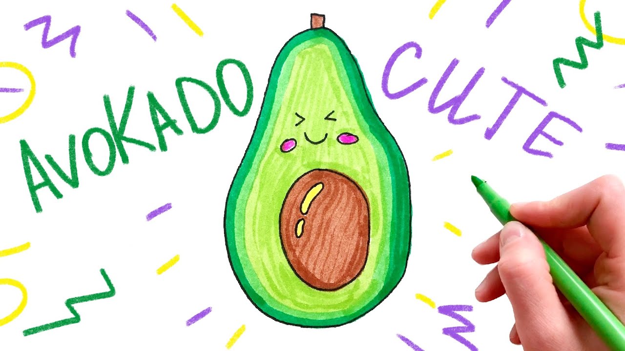 HOW TO DRAW A CUTE AVOCADO DRAWINGS FOR KIDS YouTube