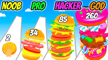 Hamburger Run 3D - NOOB vs PRO vs HACKER vs GOD
