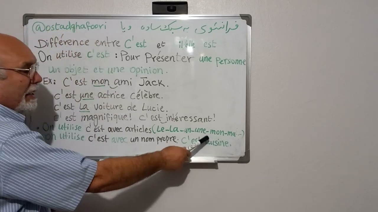 Utilisation de l'expression C'EST et  ses emplois: COURS DE FRANÇAIS A1-A2.