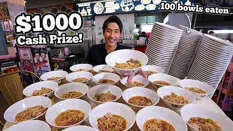 $1000 BOAT NOODLE EATING CHALLENGE! | 100 Bowls Eaten?! | INSANE Noodle Eating Record!