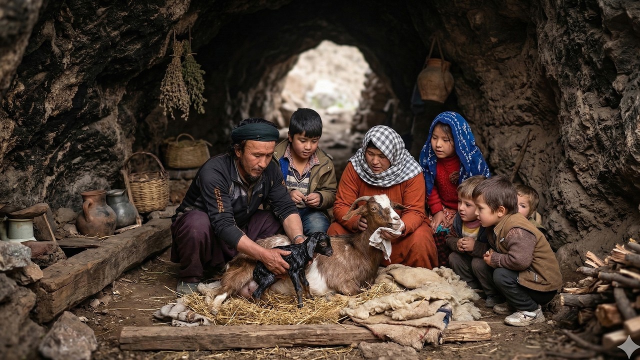 Amazing Moment in the Cave! The Twins' Family Goat Gives Birth to Its Second Kid 🐐