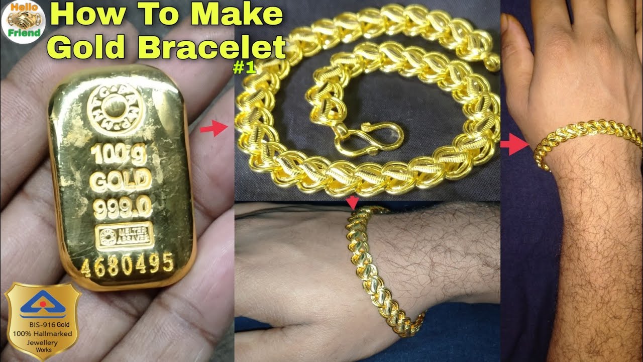 24k gold bracelet is made | gold bracelet making process - YouTube