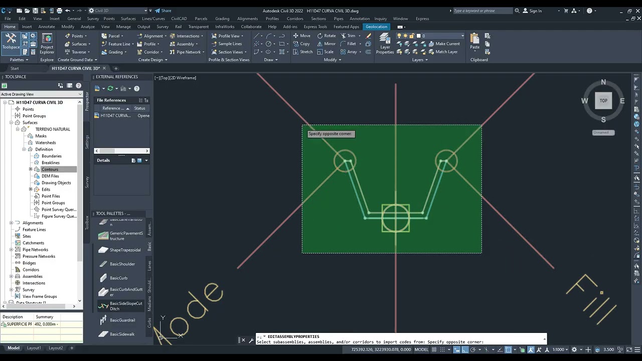 H11D47 CURVA CIVIL 3D
