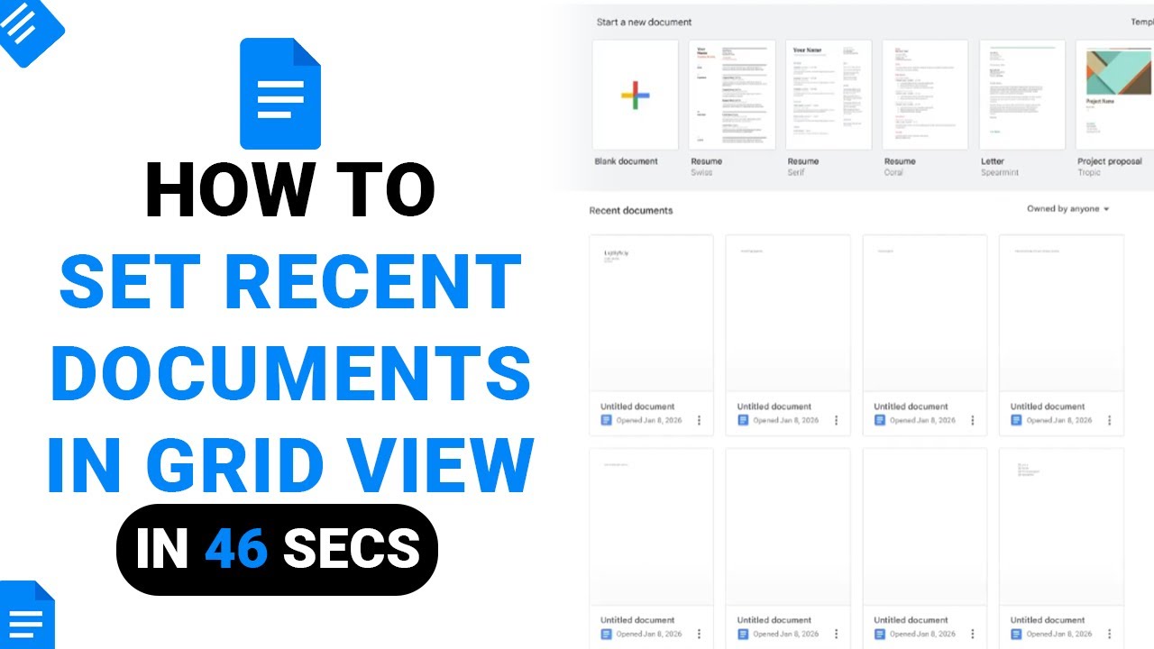 How to Set Recent Documents In Grid View on Google Docs [NEW] - YouTube