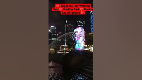 ♥Singapore City Walking Tour♥ Merlion Park♥ Marina bay Singapore♥