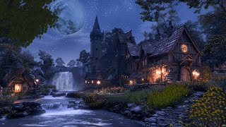 Calm Fantasy Medieval Night Ambience | Crickets, Waterfall Sounds, Calming Night Nature Sounds by Magical Village 473 views 1 month ago 4 hours