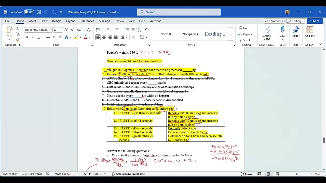 2026 Spring Allegheny NUR 220 230 CCAC Dosage Calculation Review 2