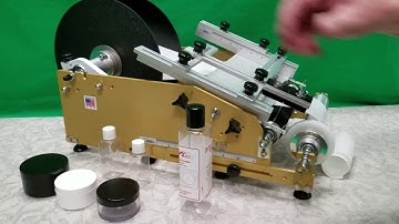 Race 7125 RLTC-SP Applying Label to Square Plastic Bottle