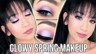 GLOWY Spring Makeup Tutorial | Purple Eyeshadow Tutorial for Beginners