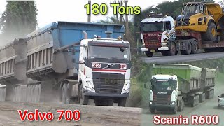 Penampakan Volvo 700 dan Scania 600 Double Vessel di Pedalaman Kaltim Muatan 150 Ton Lebih