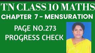 #TNClass10Mathematics - Samacheer Kalvi - Chapter 7 - Mensuration - Progress Check - Page no. 273
